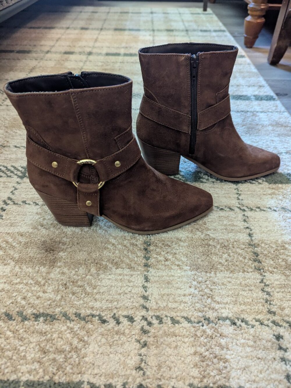 Lascana Women's Cognac Brown Suede Ankle Boots Size 8